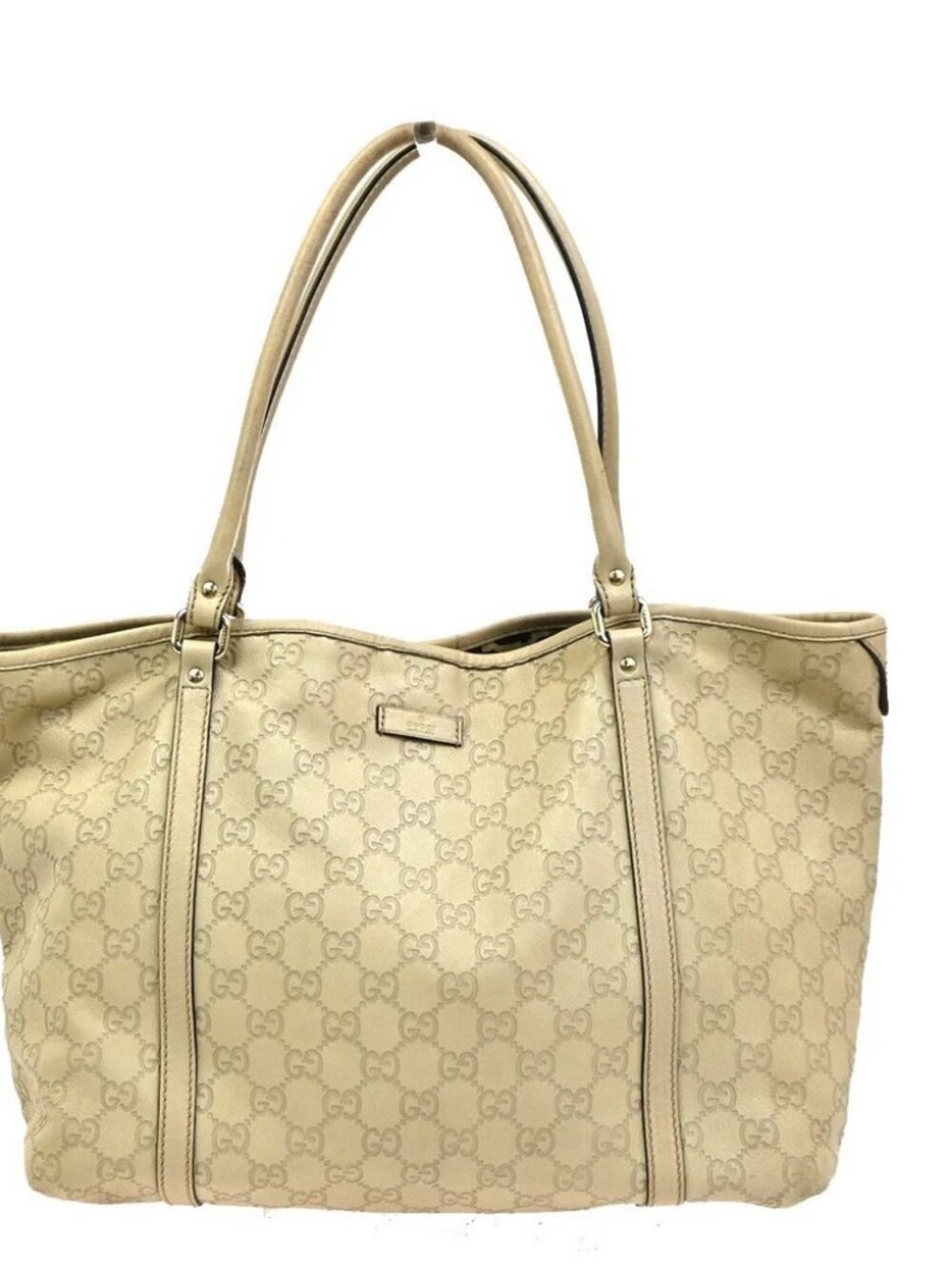 GUCCI Logo GG Pattern Guccissima​ Shoulder Bag Leather Beige GHW Italy 38CB035